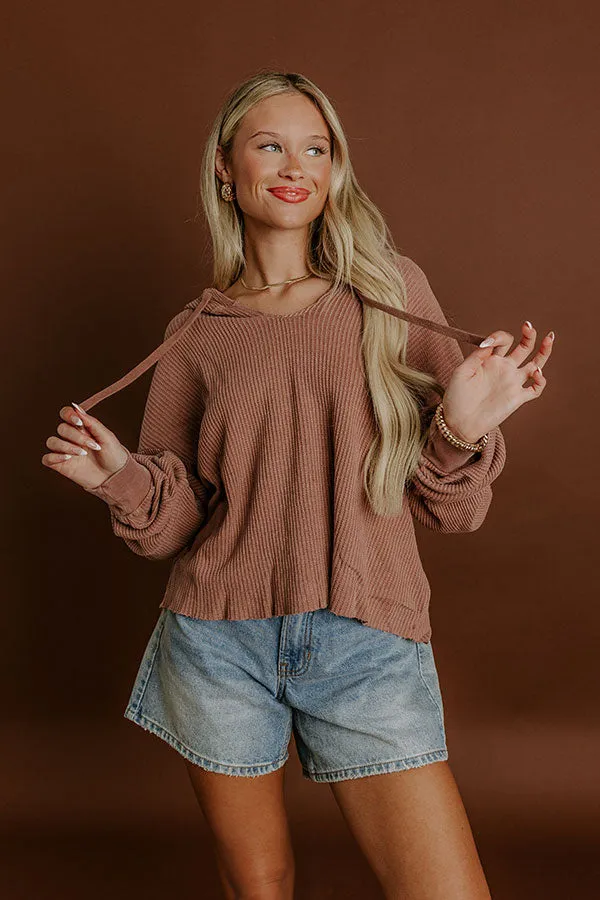 Cafe Cozy Waffle Knit Hoodie in Vintage Chocolate sold by Impressions