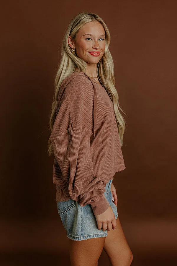 Cafe Cozy Waffle Knit Hoodie in Vintage Chocolate sold by Impressions product image thumbnail 5