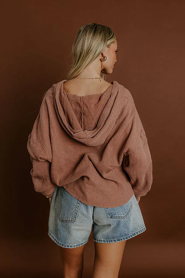 Cafe Cozy Waffle Knit Hoodie in Vintage Chocolate sold by Impressions product image thumbnail 2