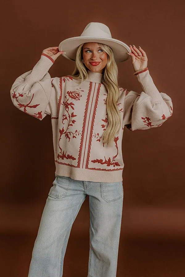 Fifth Avenue Chic Jacquard Knit Sweater Top in Oatmeal sold by Impressions product image thumbnail 3