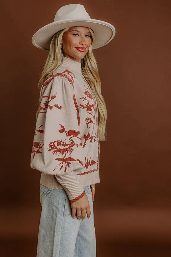 Fifth Avenue Chic Jacquard Knit Sweater Top in Oatmeal sold by Impressions product image thumbnail 4