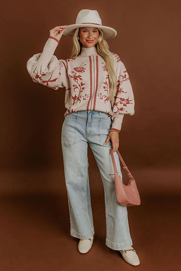 Fifth Avenue Chic Jacquard Knit Sweater Top in Oatmeal sold by Impressions product image thumbnail 2