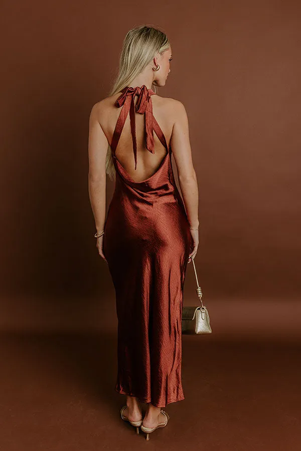 Glitz And Glam Satin Midi Dress in Rust sold by Impressions product image thumbnail 2