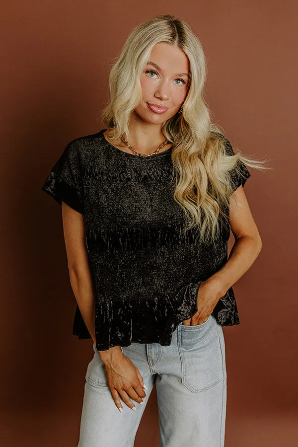 Luxurious Feels Velvet Top in Black sold by Impressions product image thumbnail 3