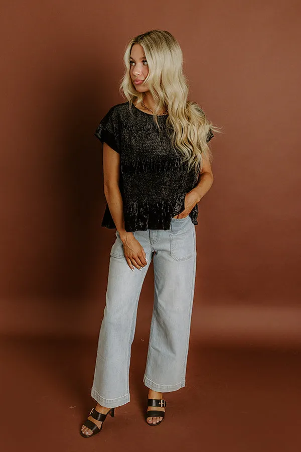 Luxurious Feels Velvet Top in Black sold by Impressions
