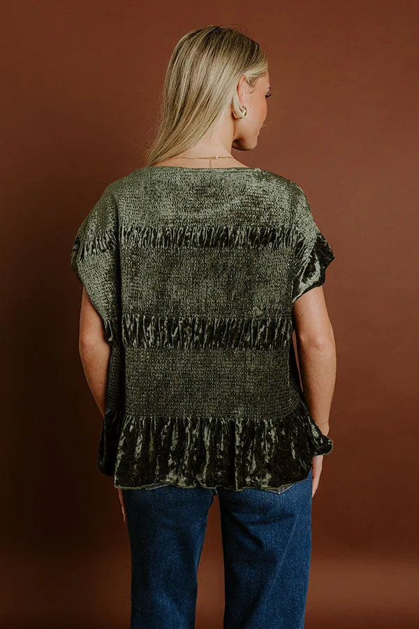 Luxurious Feels Velvet Top in Olive sold by Impressions product image thumbnail 3