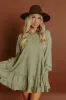Kind Eyes Eyelet Mini Dress in Sage sold by Impressions