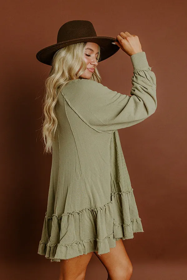 Kind Eyes Eyelet Mini Dress in Sage sold by Impressions product image thumbnail 3