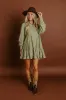 Kind Eyes Eyelet Mini Dress in Sage sold by Impressions