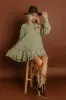 Kind Eyes Eyelet Mini Dress in Sage sold by Impressions