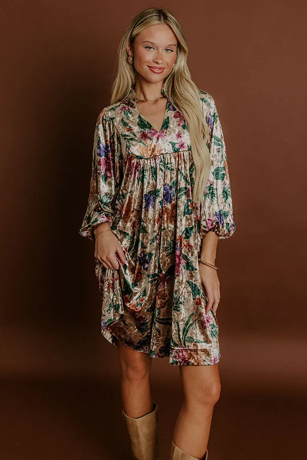 Willow Walk Floral Velvet Mini Dress sold by Impressions product image thumbnail 3