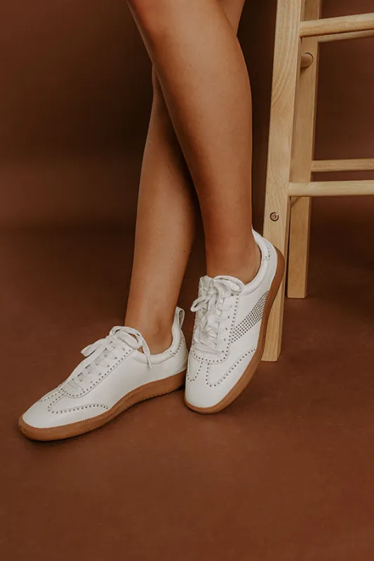 Wylder Faux Leather Studded Sneaker in White sold by Impressions
