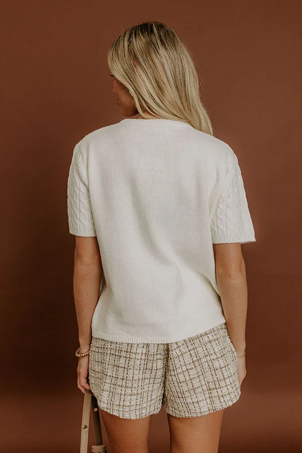 Uptown Charm Cable Knit Top in White sold by Impressions product image thumbnail 5