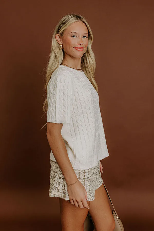 Uptown Charm Cable Knit Top in White sold by Impressions product image thumbnail 4