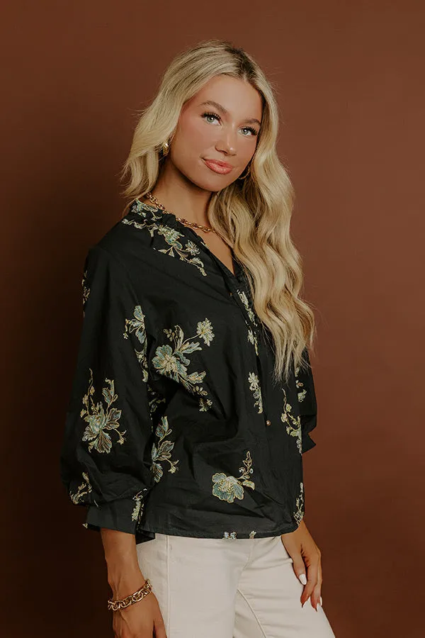 Pretty As A Peony Floral Top in Black sold by Impressions product image thumbnail 5