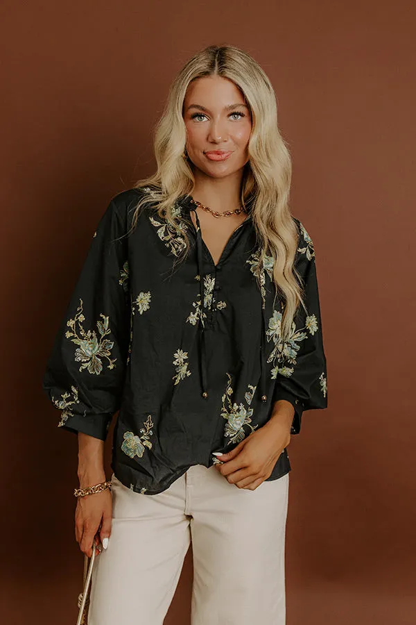 Pretty As A Peony Floral Top in Black sold by Impressions product image thumbnail 2