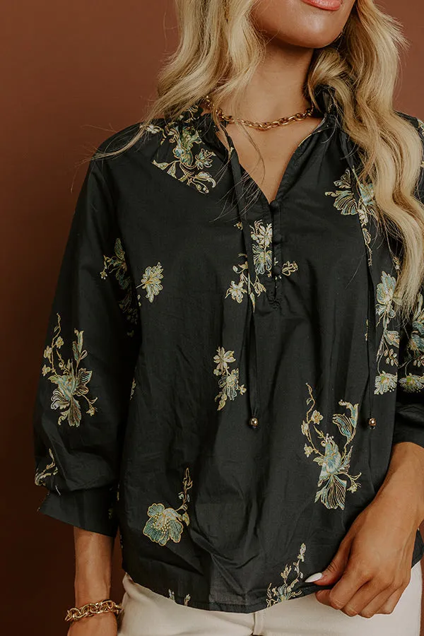 Pretty As A Peony Floral Top in Black sold by Impressions product image thumbnail 4