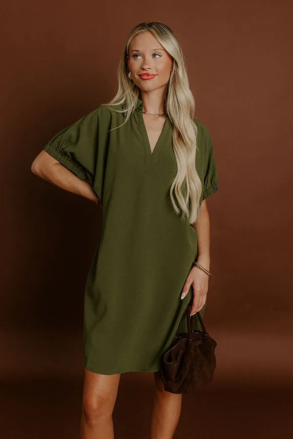 Broadway Muse Mini Dress in Olive sold by Impressions