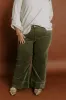 RISEN Kinsley High Waist Corduroy Wide Leg Pants in Olive Curves sold by Impressions