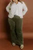 RISEN Kinsley High Waist Corduroy Wide Leg Pants in Olive Curves sold by Impressions