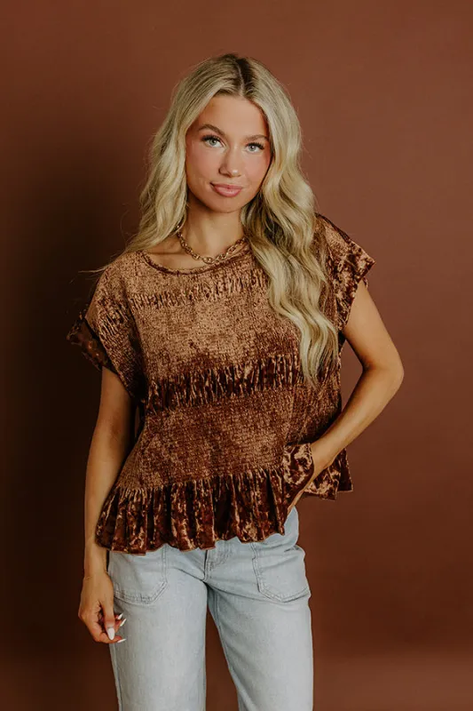 Luxurious Feels Velvet Top in Chocolate sold by Impressions