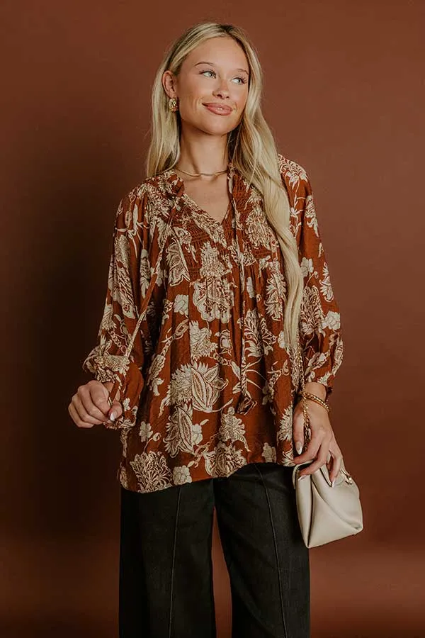 Simply Charming Floral Top in Camel sold by Impressions
