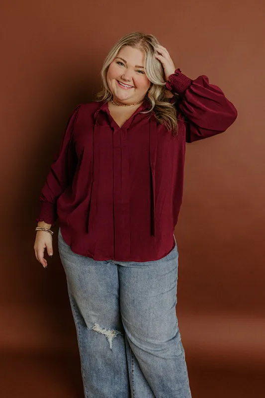 Soho Sophisticate Shift Top in Merlot Curves sold by Impressions