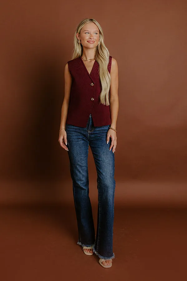 Cappuccino Cutie Knit Vest Top in Maroon sold by Impressions product image thumbnail 5