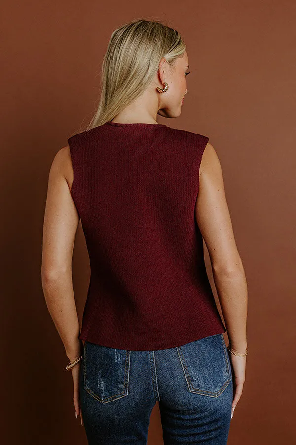Cappuccino Cutie Knit Vest Top in Maroon sold by Impressions product image thumbnail 4