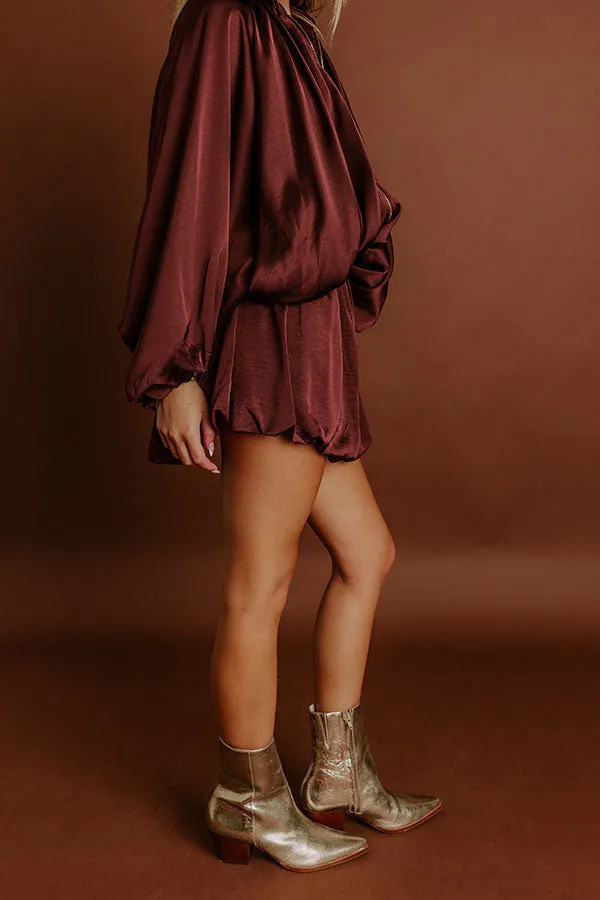 Rooftop Cocktails High Waist Satin Skort in Merlot sold by Impressions product image thumbnail 3