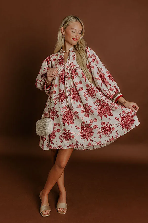 Veranda Chic Floral Mini Dress in Wine sold by Impressions
