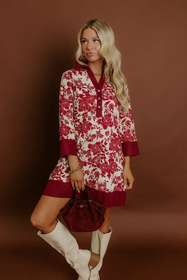 Sweet Harmony Floral Mini Dress in Wine sold by Impressions