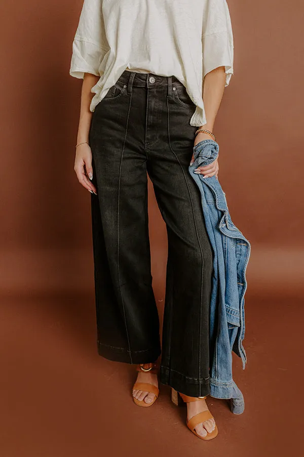 The Carmen High Waist Wide Leg Jean in Black sold by Impressions