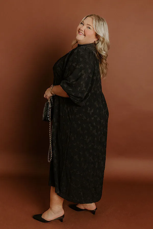 Apple Cider Sippin Jacquard Midi Dress in Black Curves sold by Impressions product image thumbnail 5