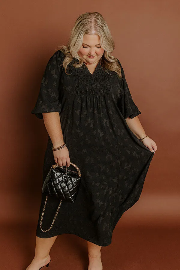 Apple Cider Sippin Jacquard Midi Dress in Black Curves sold by Impressions product image thumbnail 2