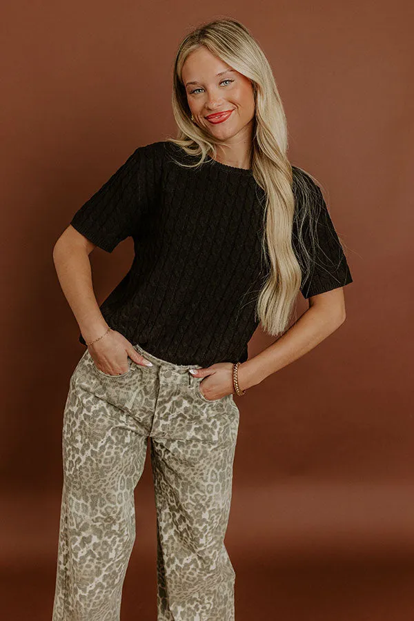 Uptown Charm Cable Knit Top in Black sold by Impressions