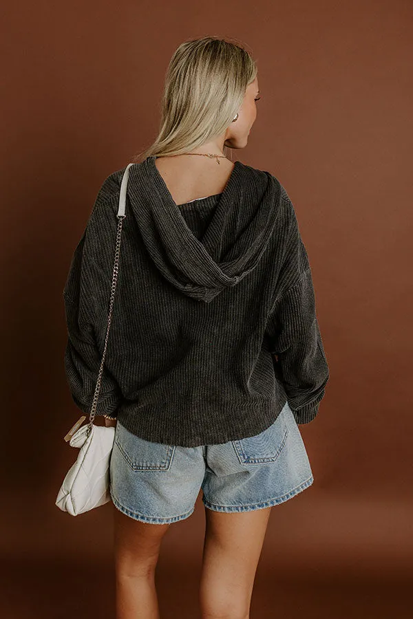 Cafe Cozy Waffle Knit Hoodie in Vintage Black sold by Impressions product image thumbnail 2