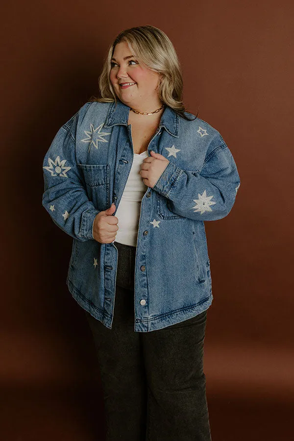 RISEN Starry Oversized Embroidered Denim Jacket Curves sold by Impressions product image thumbnail 2