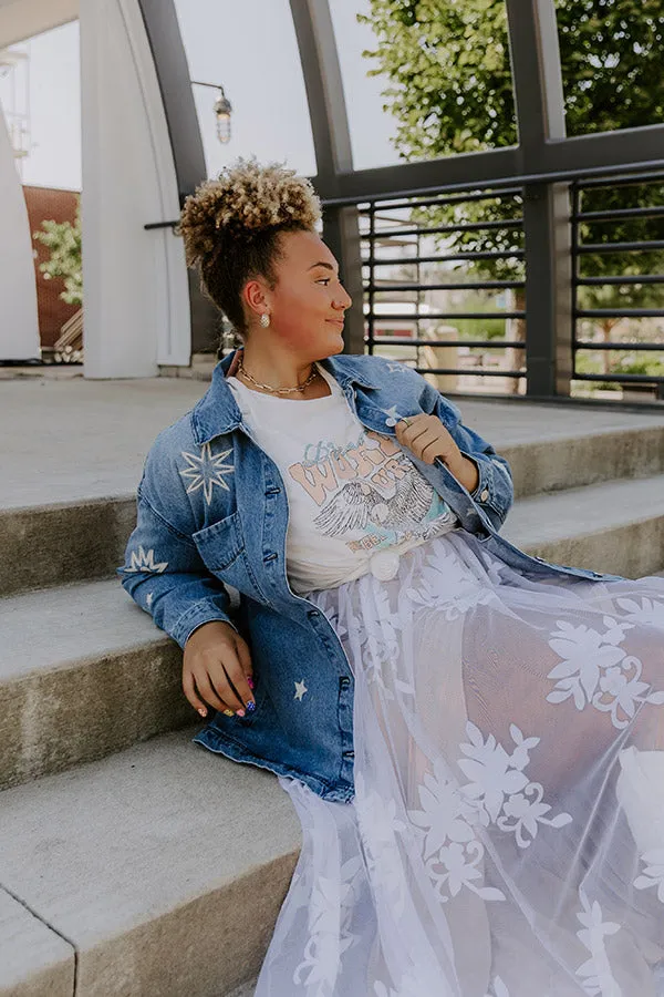 RISEN Starry Oversized Embroidered Denim Jacket Curves sold by Impressions