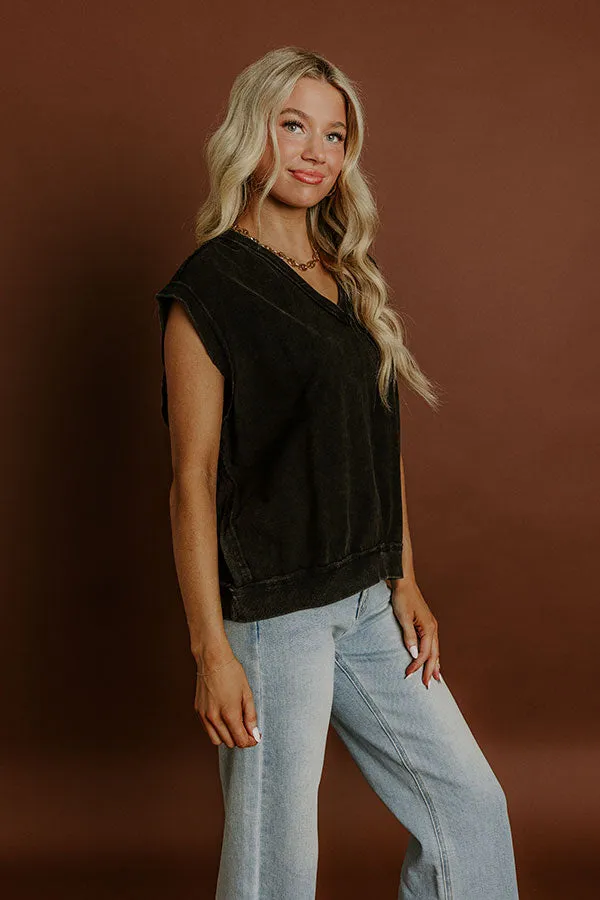 Casual Charm Vintage Wash Top in Vintage Black sold by Impressions product image thumbnail 3