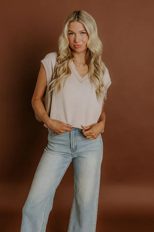 Casual Charm Vintage Wash Top in Oatmeal sold by Impressions