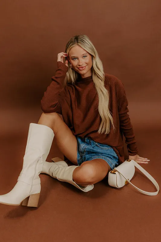 Simply Cozy Knit Sweater Top in Chocolate sold by Impressions
