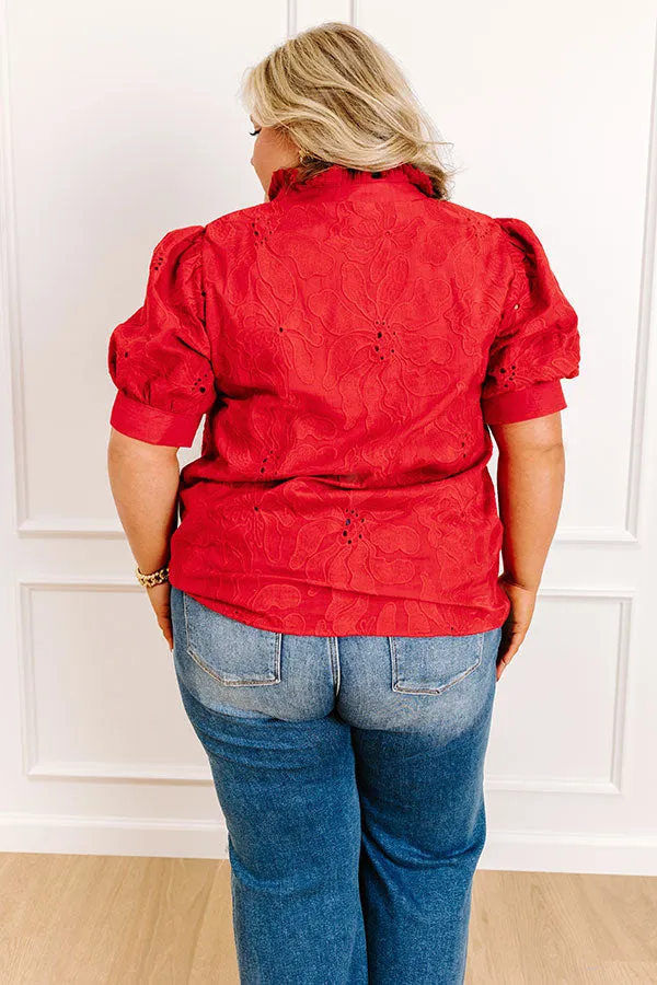 Petals And Pinot Floral Embroidered Top in Crimson Curves sold by Impressions product image thumbnail 4
