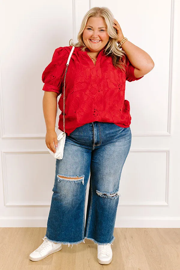 Petals And Pinot Floral Embroidered Top in Crimson Curves sold by Impressions product image thumbnail 5