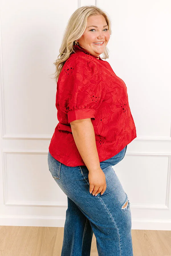 Petals And Pinot Floral Embroidered Top in Crimson Curves sold by Impressions product image thumbnail 3