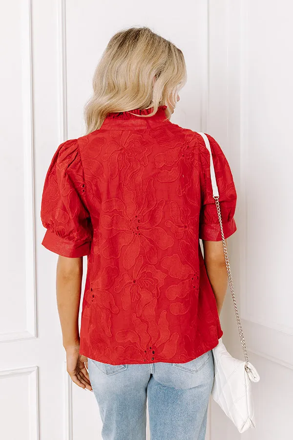 Petals And Pinot Floral Embroidered Top in Crimson sold by Impressions product image thumbnail 4