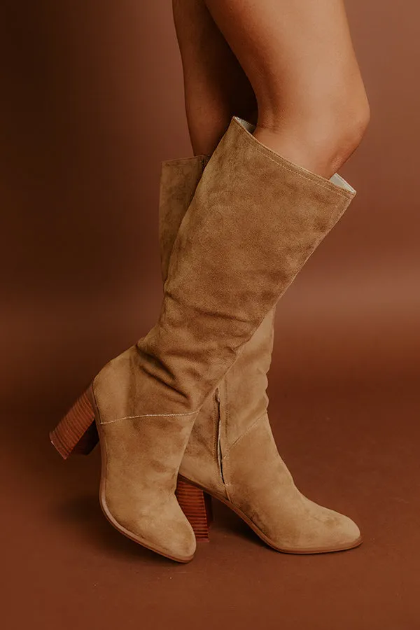 The Shiloh Faux Suede Knee High Boot In Camel sold by Impressions