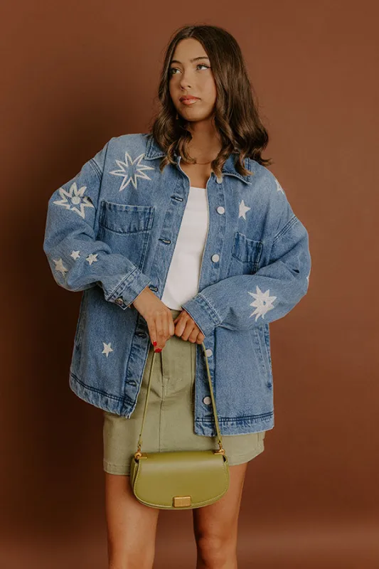 RISEN Starry Oversized Embroidered Denim Jacket sold by Impressions