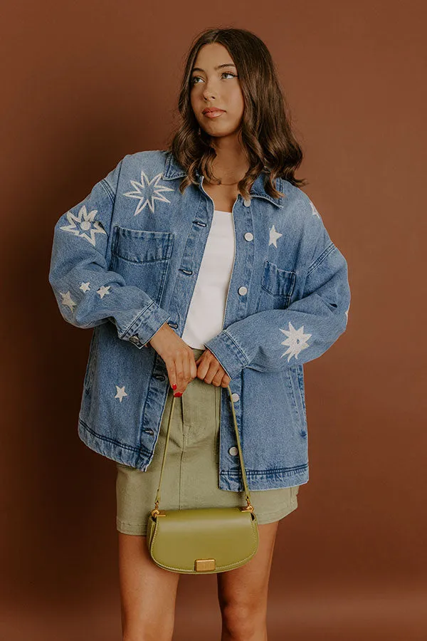 RISEN Starry Oversized Embroidered Denim Jacket sold by Impressions
