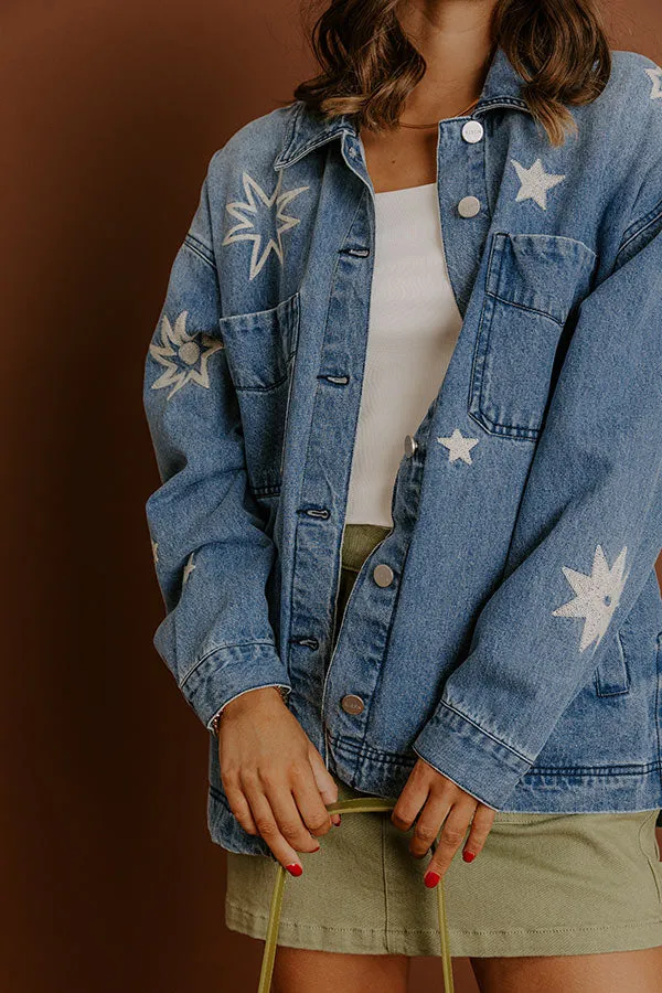 RISEN Starry Oversized Embroidered Denim Jacket sold by Impressions product image thumbnail 2